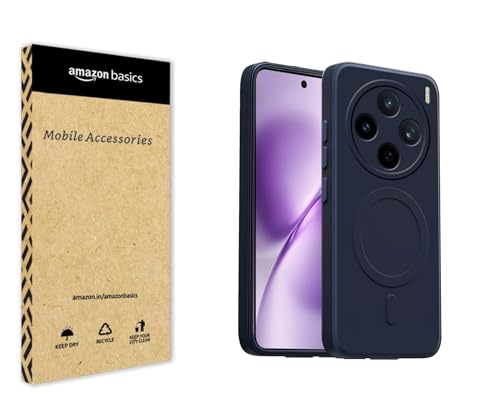 Image of amazon basics Back Cover for Vivo X200T 5G Soft Matte Silicone Mag-Safe Design (Mag-Safe Not Support) Camera Protection | Slim Fit Bumper Cover (Blue)