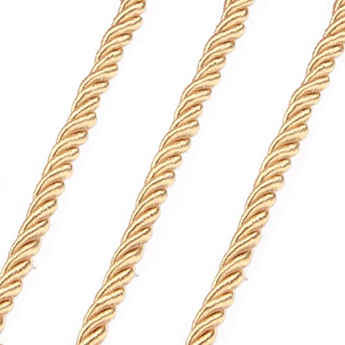 Bel Avenir 6Mm 16Yards Twisted Cord Rope Trim Craft Decorative Nylon Rope Handmade Cording For Sewing Crafts Upholstery Home Décor (Gold) #TOP2