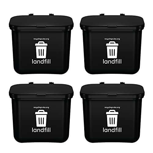Hanging Wastebasket for Trash in Black, 4-Pack
