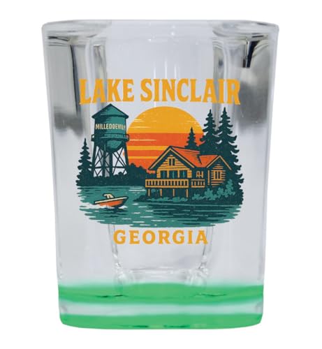 Vaso de vidrio 2 oz con base verde cuadrado