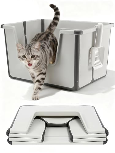 Arenero grande para gatos plegable y portátil miniatura 1