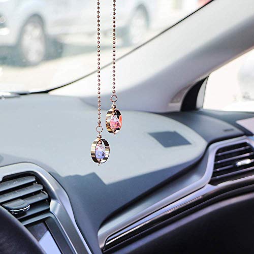 Ygmoner Lucky Cat Car Charm Porcelain Figurine Hanging Pendant (Blue & Pink) #TOP2