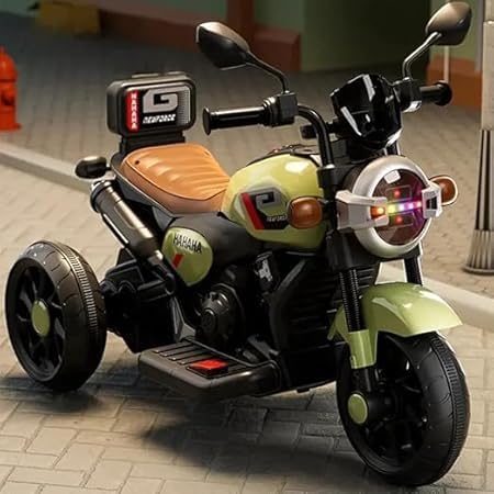 Image of Kawaii Kids 6V Ride-On Bike with Remote, Music & LED Lights, Green