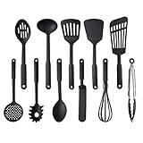 TJ POP Kitchen Utensils Set of 11 Pcs, Nylon Utensils Set, Non-Stick Cooking Utensils Set 410°F Heat Resistant, Kitchen Gadgets Accessories Tools for Cookware (BPA Free)