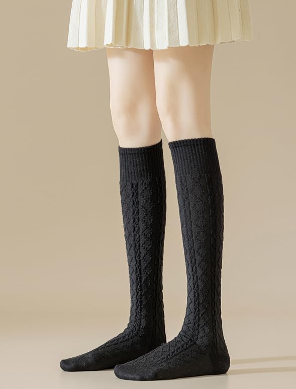 1 Pair Of Women's Knee-high Long Socks, Multi-Color Wool Blend, Fashionable Versatile, Leg Warmers For Daily Outfit