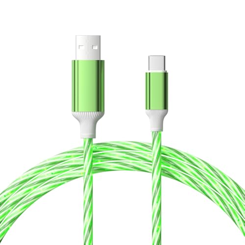 Image of IHAO Starry Light-Up USB Cable USBA to USBC Cable Durable Fast Charging Cable with Visible Current Flow As Night Light Use-A to C Star Green