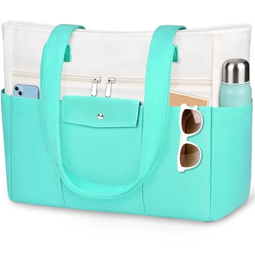 Sac à main en toile TEUEN grand cabas imperméable avec poche zippée contre le désordre