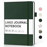 Lined Journal Notebook for Women & Men, Hardcover Leather Journal for writing, A5 College Ruled Notebook for Work & Note Taking, Perfect for Office School Home Supplies, 160 Pages, Dark Green