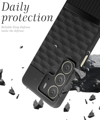 Image of WOW IMAGINE Back Cover for Realme C75 | Realme C73 | Narzo 80 lite 5G | P3 Lite 5G with Hexa Cube Design | Ultra Slim Soft Rubberised Case | Inner Velvet Fabric | Matte Silicone Flexible Case - Black