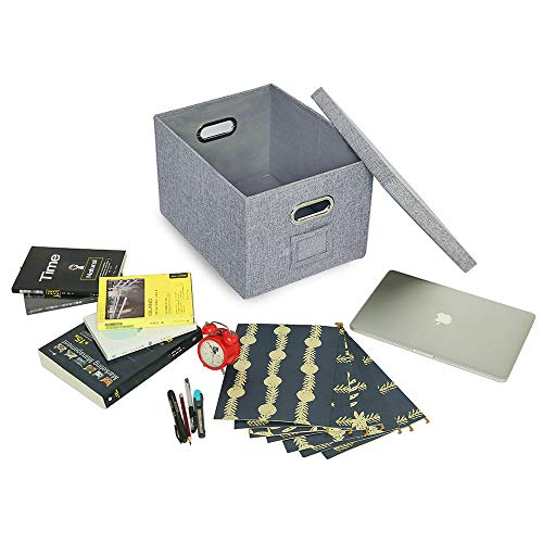 ATBAY File Storage Box with lids Large Capacity Office File Organizer for Letter Size File Folder, Gray(4PACK) - Thumbnail 2