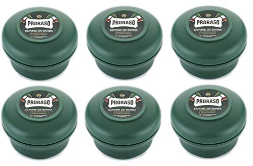 Proraso 6x Rasierseife 150ml Eukalyptus, Menthol, Glycerin fĂĽr empfindliche Haut von Herren