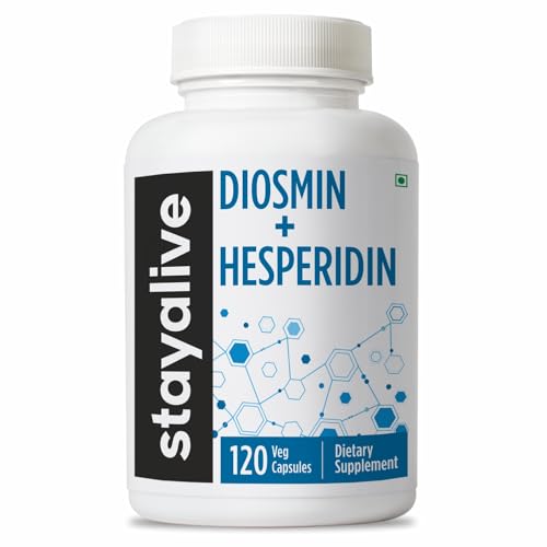Image of STAY ALIVE Diosmin Hesperidin 1000mg Complex, 120 Count, Citrus Bioflavonoids Rich Fruit Extract, 2 Month Supply, 100% Vegetarian, Non-GMO & Gluten Free Hesperidin and Diosmin Supplement Capsules