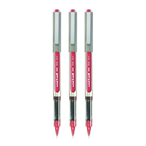 Image of uni-ball Eye UB157 0.7 mm Roller Ball Pens, Wine Ink, Pack of 3