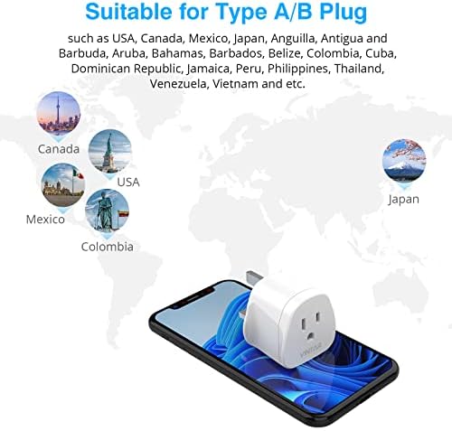 US to UK Plug Adapter, VINTAR US to UK Travel Adapter With 10A Fuse, Adapter US to UK Suitable for America, Canada, Japan and More ( Type A, B), 1 Pack