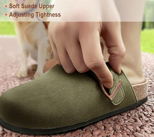 Image of BULLIANT Women Mules Clogs-Memory Foam Cushioned Cork Footbed-Fleece Lined