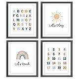 Let’s Play Let’s Read Alphabets Numbers Educational Poster Prints for Home Kids Baby Room Playroom N
