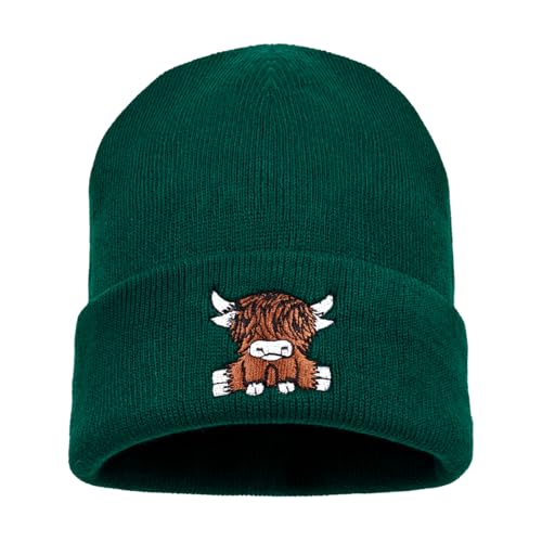 Zgboaht Yak Embroidery Knit Beanie for Man Woman and Student Big Kids Stretch Watch Cap Hat Winter Warm Skull Cuff Hat