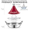 Cooks Standard Moroccan Tagine Pot 3.6 Qt, 11 Inch Multi-Ply Clad Stainless Steel Pan with Dual Handles, Clay Pot Alternative for Slow Cooking, with Conical Die-Cast Aluminum & Glass Lid, Red #1
