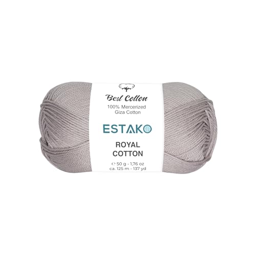 Image of Estako Royal Cotton, 100% Mercerized Giza Cotton Yarn, Soft, Super Fino 1 for Crochet and Knitting 1.76 Oz (50g) / 137 Yrds (125m) (5088)