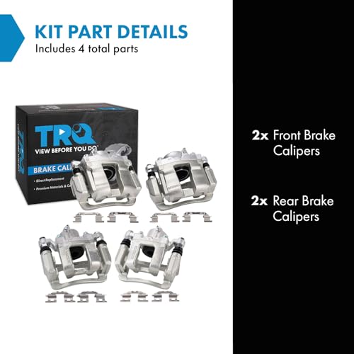 Image of TRQ Front and Rear Brake Caliper Set Zinc Coated Brackets Hardware Compatible with 2011-2015 Hyundai Sonata 2011-2015 Kia Optima