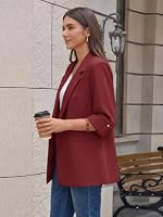Cicy Bell Damen 3/4 Arm Blazer Elegant Jacke,Rot,M – Ansicht 3