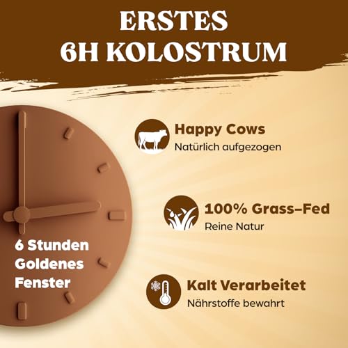Liposomales Colostrum Pulver 2500mg, 60% IgG Hochdosiertes Kolostrum, Bovine Colostrum Pulver from Grass-Fed, 5X Konzentration Immunoglobuline, Reines, Ohne Zusätze
