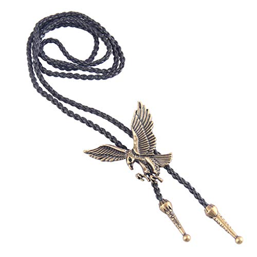 Image of Western Black Bolo Tie for Men and Women,Native American Leather Bolo Tie String