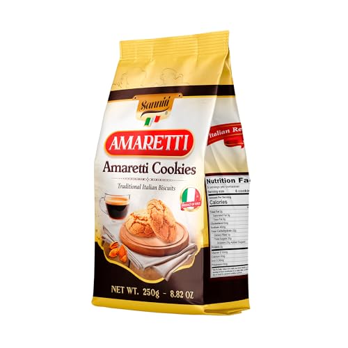 Sanniti Amaretti – Traditional Italian Almond Cookies – Soft & Chewy Amaretti Biscuits – Imported from Italy, 250g (8.8 oz) (Pack of 3)