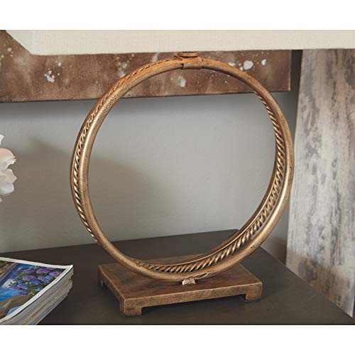 Signature Design By Ashley L208124 Mahala Traditional 28 Inch Braided Metal Round Single Table Lamp, Antique Gold & Copper thumb #3
