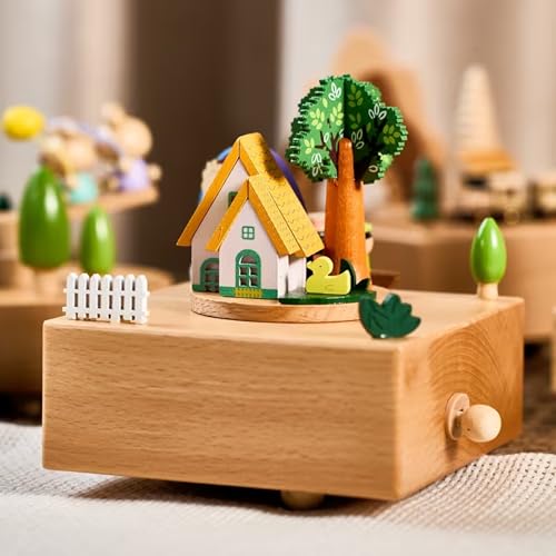 Image of AUGEN Exclusive Music Box Musical Boxes Carousel Children's Boutique Wooden Men and Women Birthday Creative Christmas Valentine's Day Gift Home Decoration (1086F6)