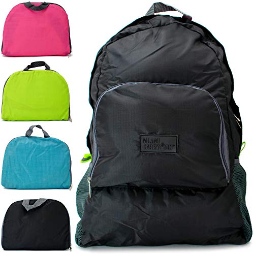 Water-resistant Fabric Foldable Backpack/Daypack in Black