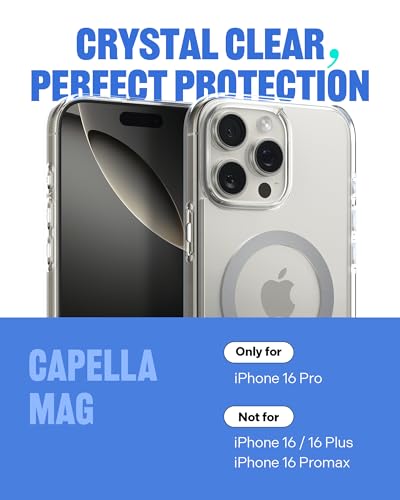 Image of CASEOLOGY by Spigen Capella Mag for iPhone 16 Pro Case [Ultra Clear] Magnetic Military Grade Drop Protection Side Grip Patterns Back Cover Case for iPhone 16 Pro (TPU and PC | Clear Gray)