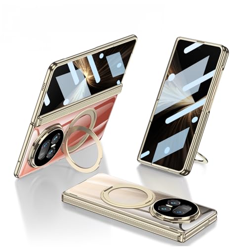 Coque Honor Magic V5 antichoc transparente avec protège-charnière or
