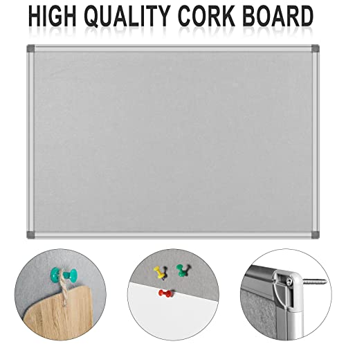 Cork Notice Board, Felt Board,Bulletin Board, Notes Board, Memo Board, Pin Board 24X 36 Inches, Silver Aluminium Frame, Suitable For Home, Office, Classroom #TOP3
