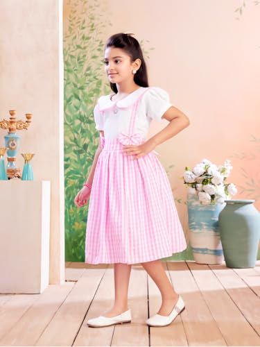 Image of Aarika Girls Green Colour Checks Print Cotton Frock