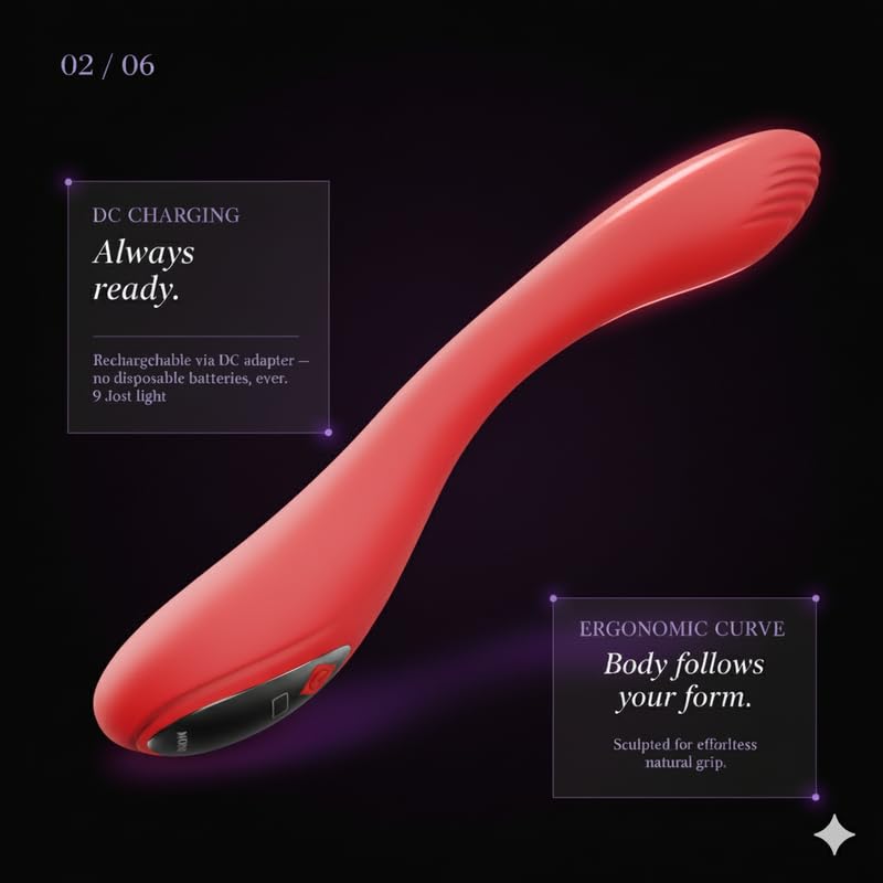 Image of ZYLLION Bendy Design Personal Massager for Body Relaxation|Multiple Modes|Quiet & Portable Handheld Massager|Rechargeable Massager for Neck Back| Shoulders & Muscle Relief - Red