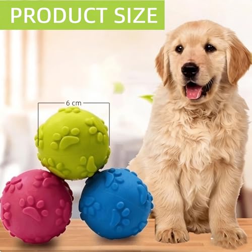 BRRDAQU 3 Stück Hundespielzeug Ball Unzerstörbarer Hundeball 6 cm Quietschball aus TPR Hund Kauspielzeug Schwimmfähig für Pool Training für Mittelgroße Und Kleine Hunde(Blau Rosa Grün)