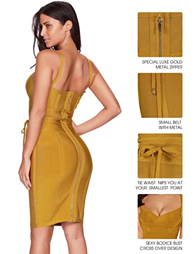 Image of meilun Womens Rayon Belt Detail Bandage Bodycon Party Dress