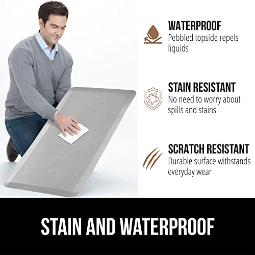 Image of GORILLA GRIP Cushioned Antifatigue Kitchen Mat for Floor, 48x20, Light Gray | 3 /4 Inch Thick Ergonomic Office Standing Desk Mats, Waterproof and Stain Resistant Pebbled Top, Supportive Padded Foam Rug