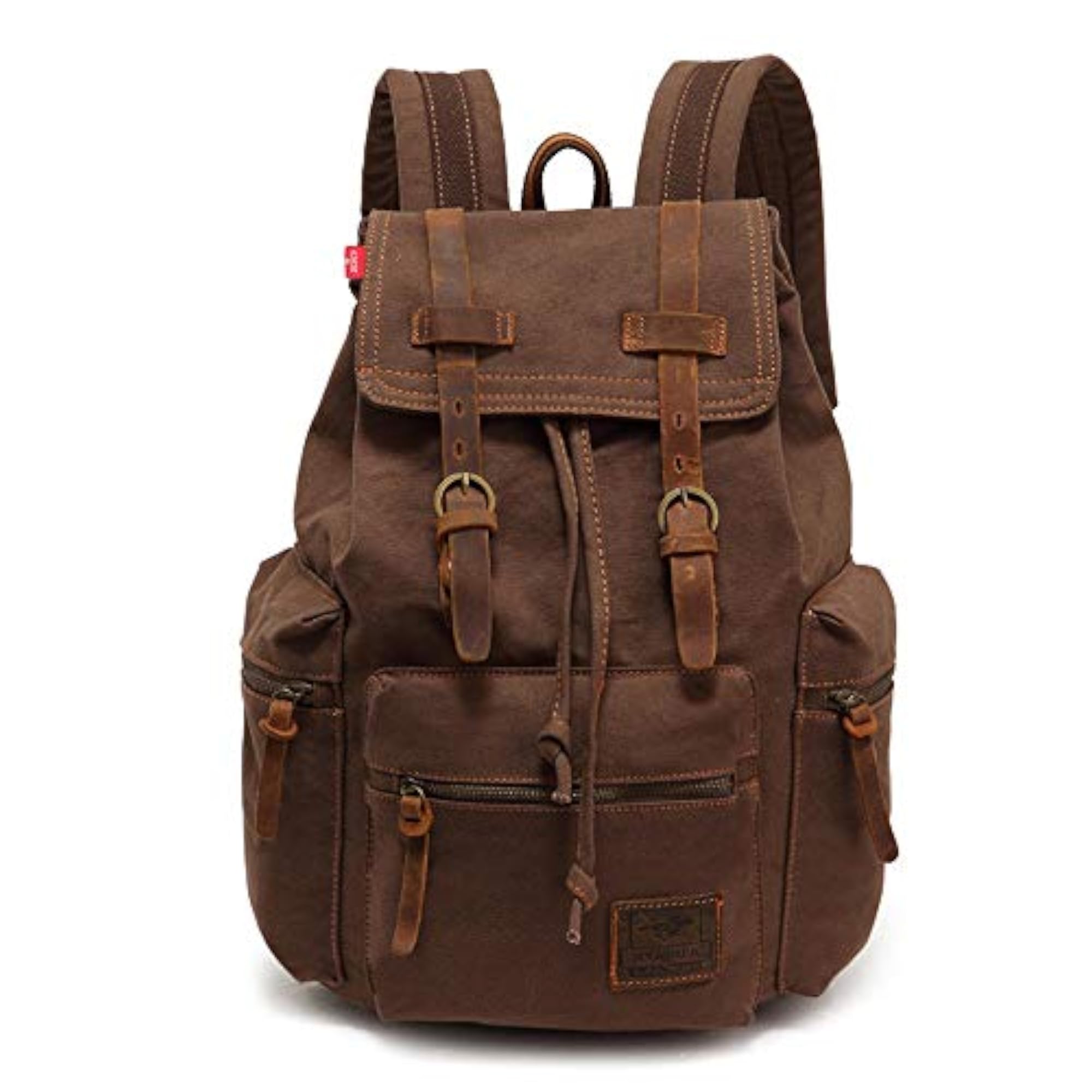 Vintage Canvas Backpack Leather Rucksack
