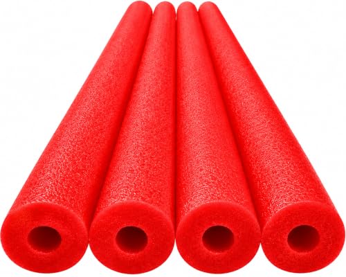 Play22 Jumbo Pool Noodles Foam 4 Pack - Extra Dense Foam Swim Noodles for Pool, Lake & Float Training - 4 Red Durable, Multi-Use Water & Exercise Tubes