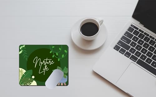Image of My Print Shop Nature Life Green Leaves Printed Mouse Pad for Laptop & Computer | 9 x 7.5 Inch | 3mm Thick Non-Slip Rubber Base Mousepad | Botanical Desk Accessory for Office & Home