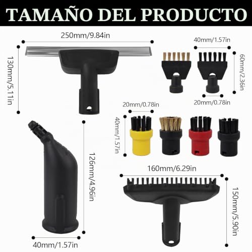 Miniatura 7 de Repuestos Para Limpiadores A Vapor, 9pcs Accesorios Para Limpiador A Vapor Para Kärcher Sc1 Sc2 Sc3 Sc4 Sc5 Boquilla Manual Cepillo Redondo Boquilla Cepillo Boquillas Eléctricas Para Kärcher