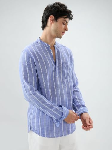 Image of VASTRADO Steel Blue Striped Kurta RK5411A