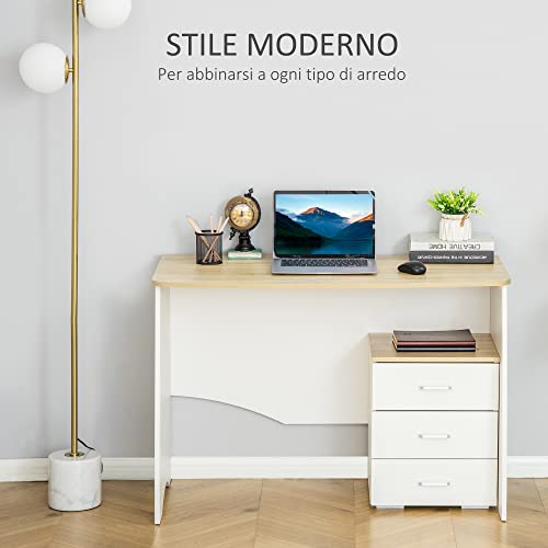 Homcom Scrivania con Cassettiera Moderna in Legno