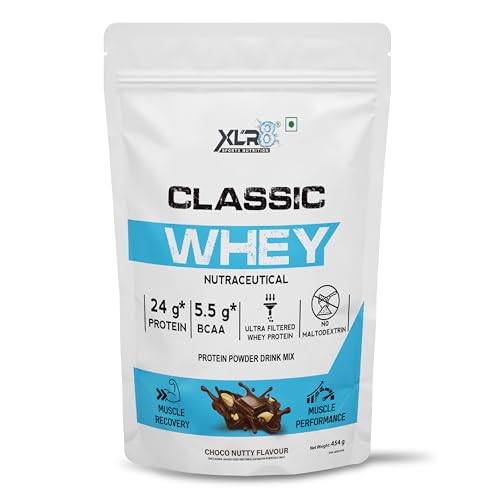 Image of XLR8 Classic Whey Protein Powder, 24 g Protein, 5.5 BCAA, No Maltodextrin (454 g Choco Nutty)