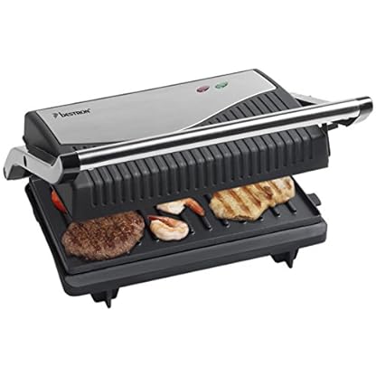 Bestron Kontaktgrill mit Auffangschale, Sandwichmaker mit Cool-Touch-Handgriff, 180° Aufklappbar & mit… – Bild 3