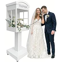 Audio Guest Book Stand Phone Booth for Wedding Party Leave a Message Video Phone Wedding Decoration Telephone Booth Box Audio Guestbook Stand White Recording Table