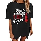 Christmas Women Oversized Tees Loose T Shirts Short Sleeve Crew Neck Tunic Tops Funny Xmas T Shirt B