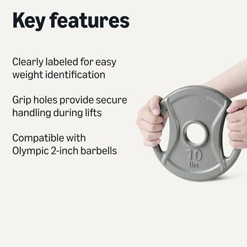 Amazon Basics 2-Inch Olympic Cast Iron Grip Weight Plates - Image 3